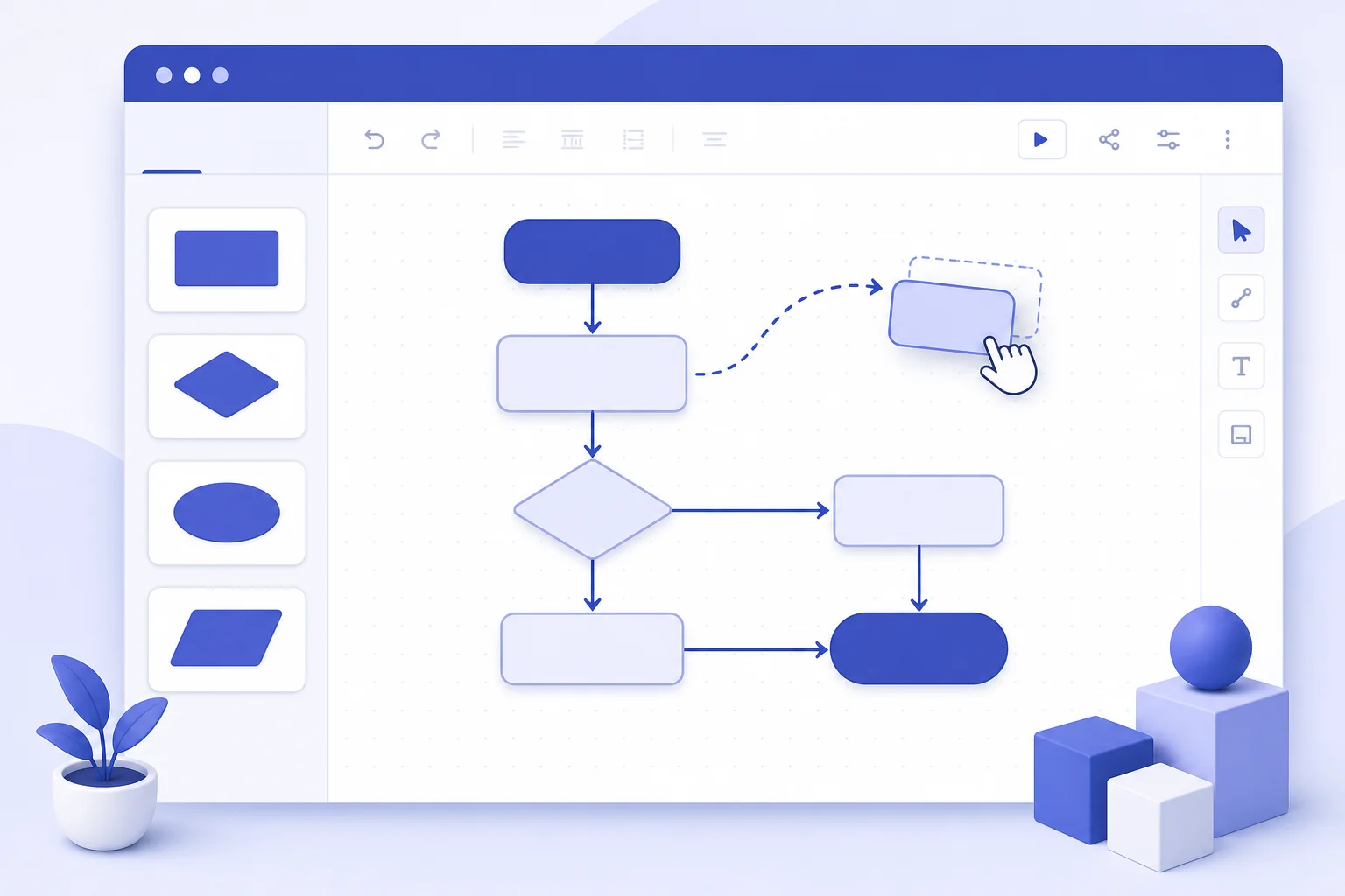 Drag and drop interface of the free flow chart maker